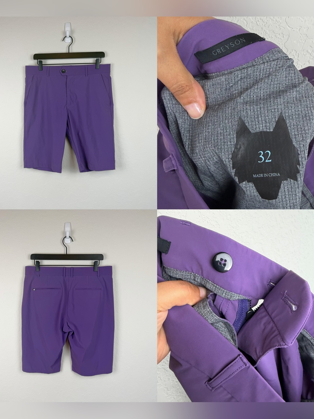 •GREYSON• Montauk Golf Shorts Purple Size 32 10” Inseam